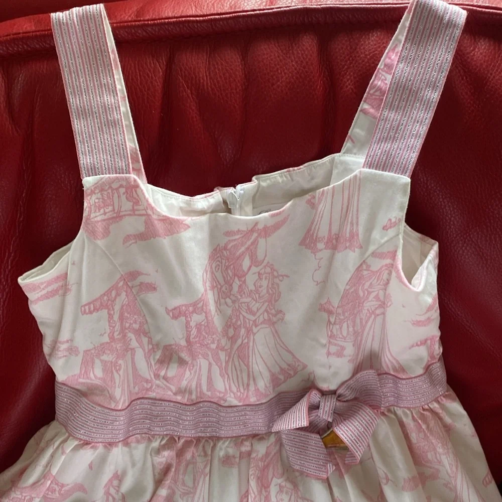 Disney Princess Girl’s Pink and White Toile Dress